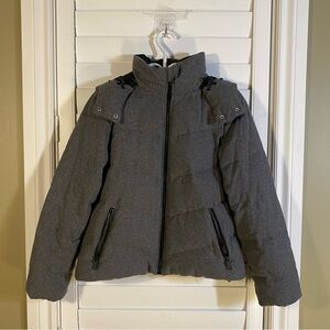 Gap Heathered Grey Wool Blend Short Down Filled Coat Puffer Jacket